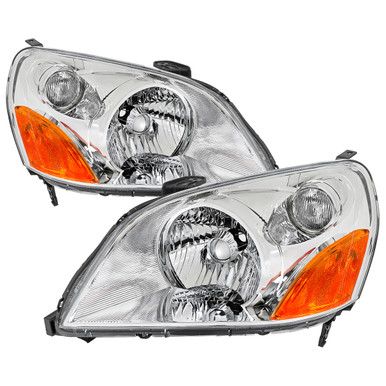 2003-05 Honda Pilot Headlights Chrome Housing Clear Lens